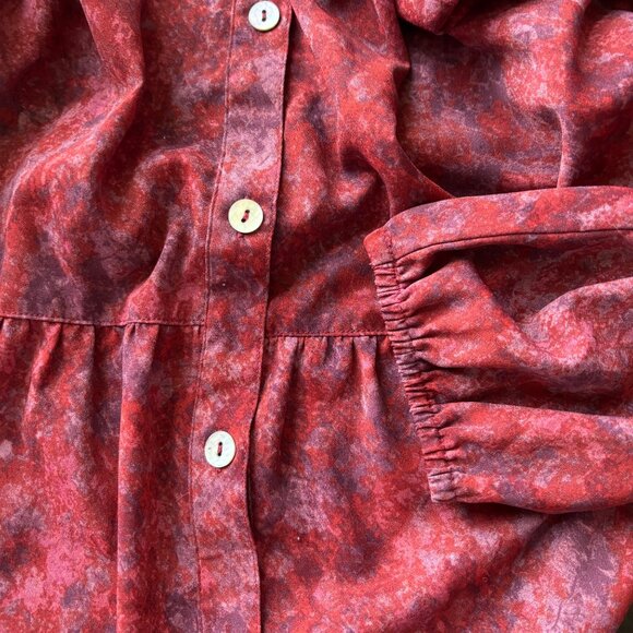 Logo Lori Goldstein Top Womens Medium Rust Button Up Lagenlook Blouse Artsy Boho - Picture 5 of 7